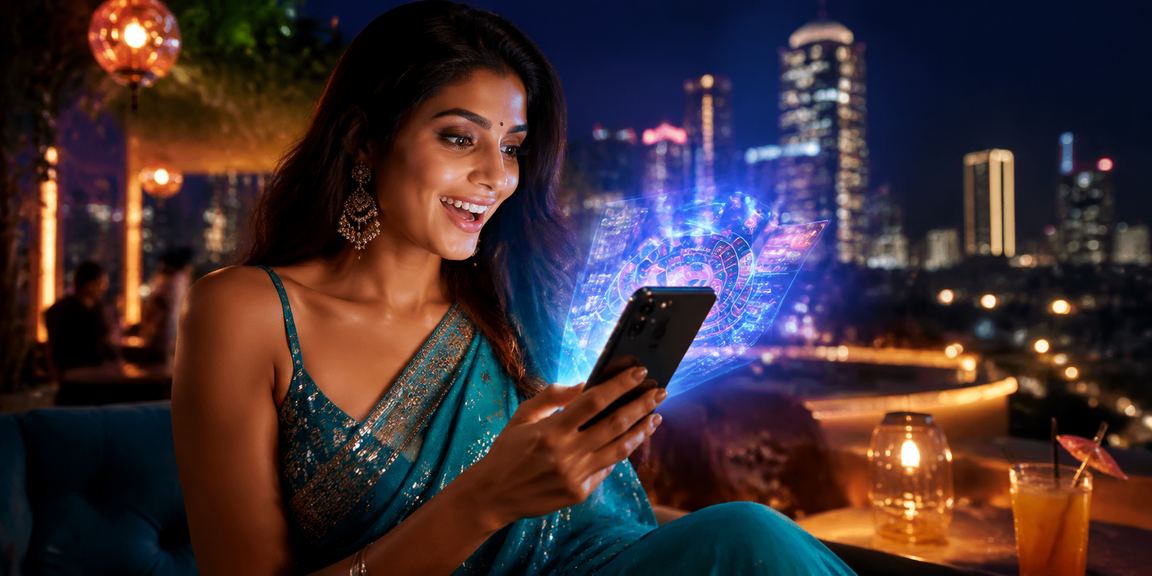 Night view of MG Road Bangalore with casino app user