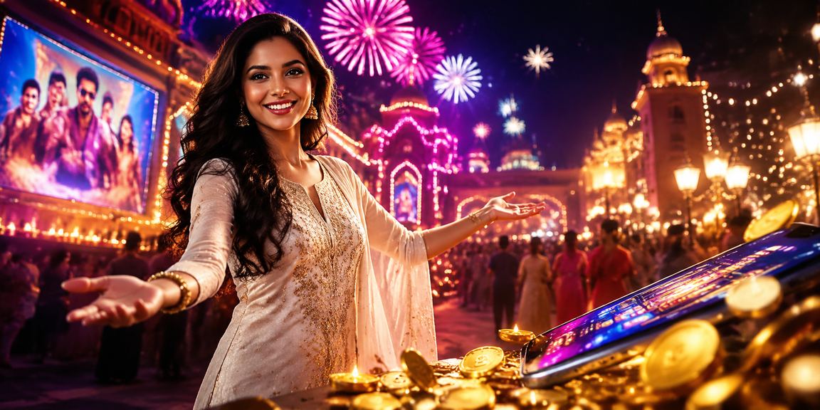 A festive scene featuring vibrant casino gaming in India
