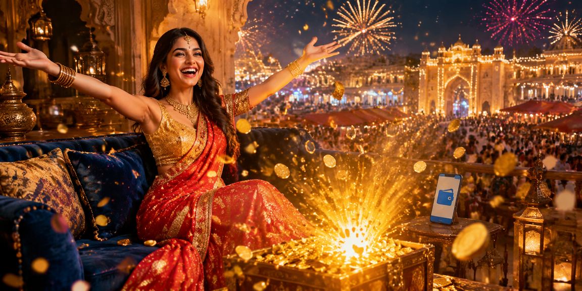 Indian woman using mobile payment apps in traditional attire