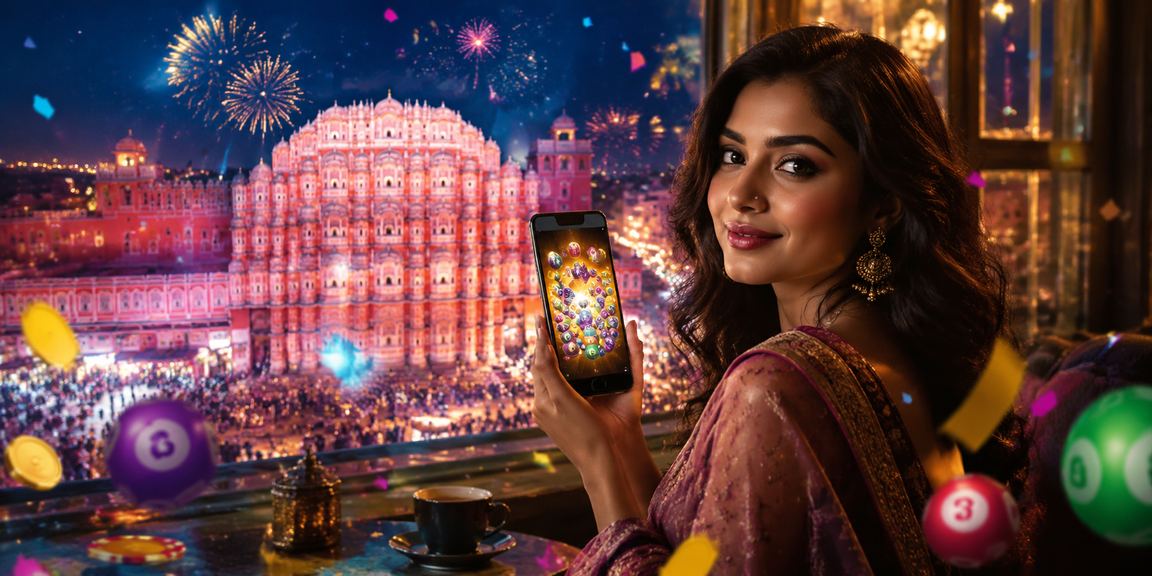 Woman in Jaipur enjoying mobile Andar Bahar on her smartphone