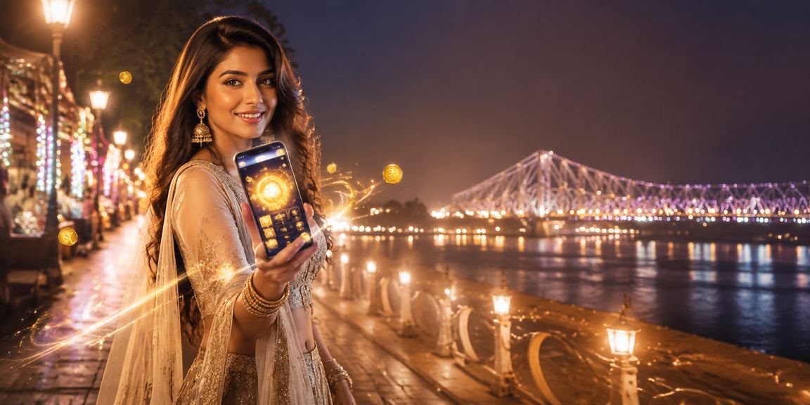 Mobile payment usage seen near Kolkata Howrah Bridge, India